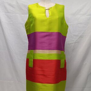 Vintage Neon Vibe Stripe Retro Style Dress {ch}